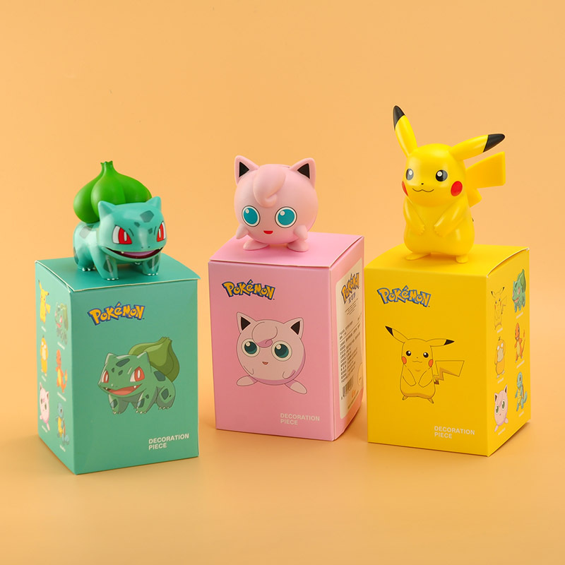 (Pikachu) Pokemon Toys Pikachu Charmander Psyduck Squirtle Jigglypuff Bulbasaur Anime Figures Pikachu Kawaii Model Ornaments Decoration Collection Kids Gift
