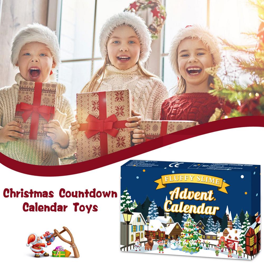 Christmas Advent Calendar 24PCS Christmas Countdown Calendar Toys Surprises Bind Box Holiday DIY Slime Gift Set Xmas Gifts for Kids