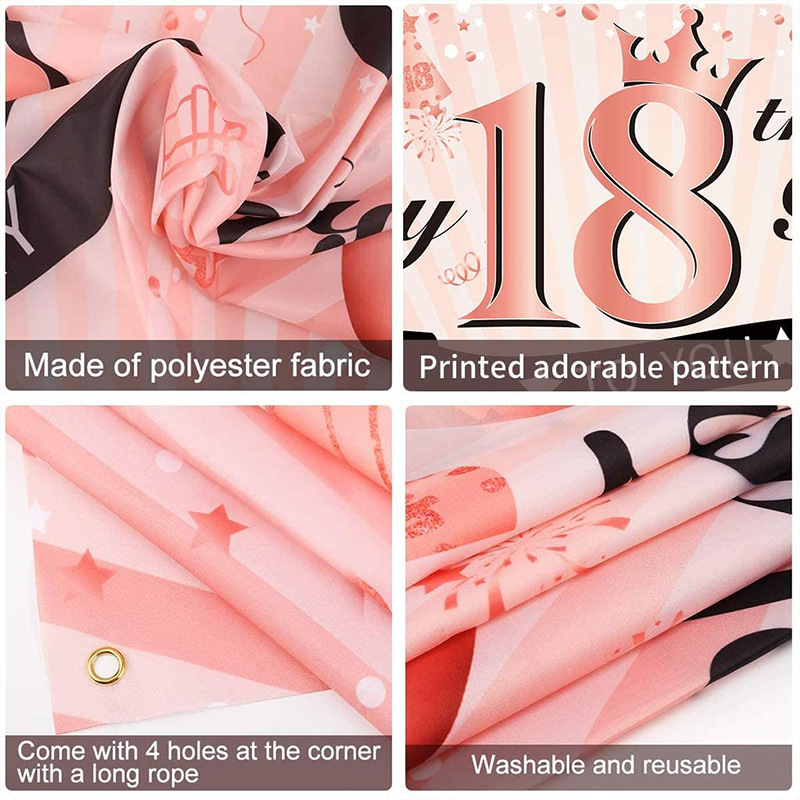 Birthday Decorations Backdrop Happy Birthday Banner Party Supplies Photo Background for Children Men Women