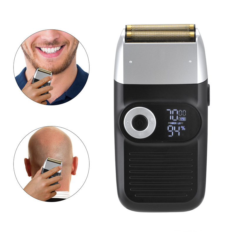 Mens Dual Blade Electric Shaver and Hair Clipper Portable Grooming Tool with LCD Display