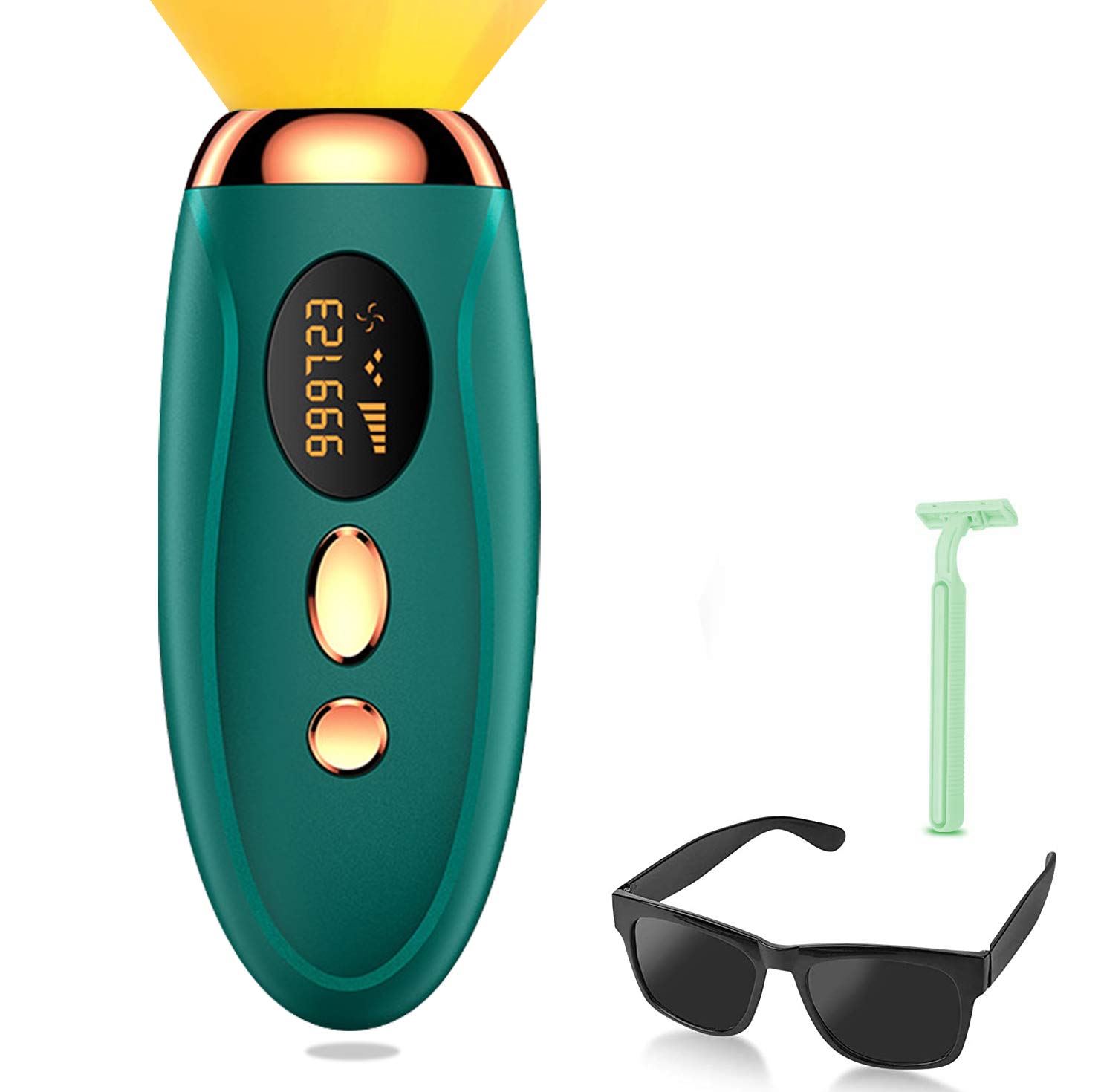 (White) Painless Hair Remover for Women and Man IPL Hair Removal Device with 990,000 Flashes 5 Light Intensity Settings Hair Removal System Wholebody Home Use