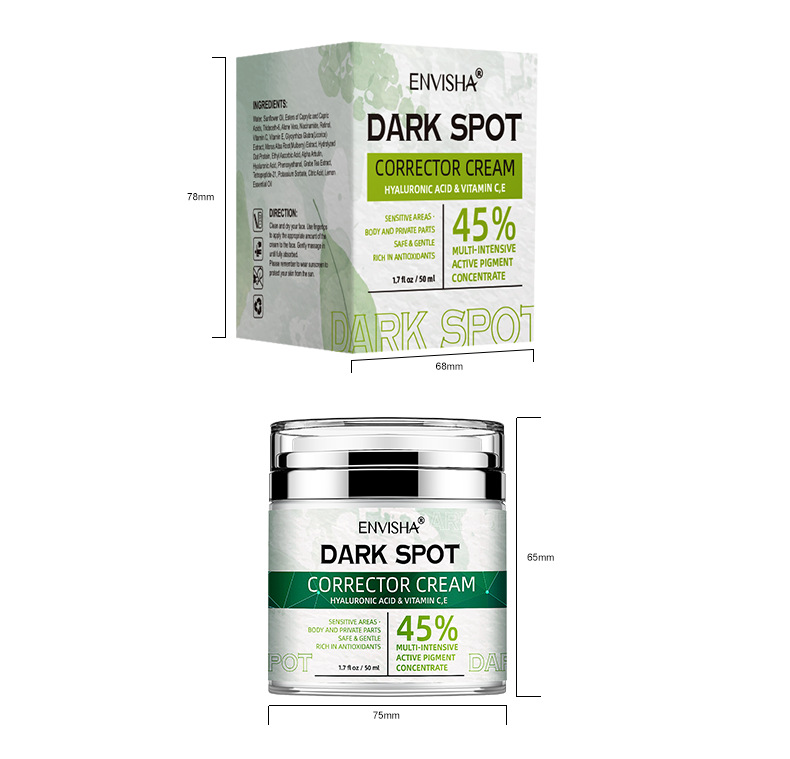 ENVISHA 45 Percent Dark Spot Corrector Cream Face Skin Care Freckle Cream Remove Melasma Dark Spots Melanin Anti-aging Skin Cream 50g