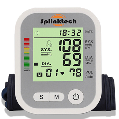 Digital Automatic Blood Pressure Monitor Upper Arm BP Machine Silver