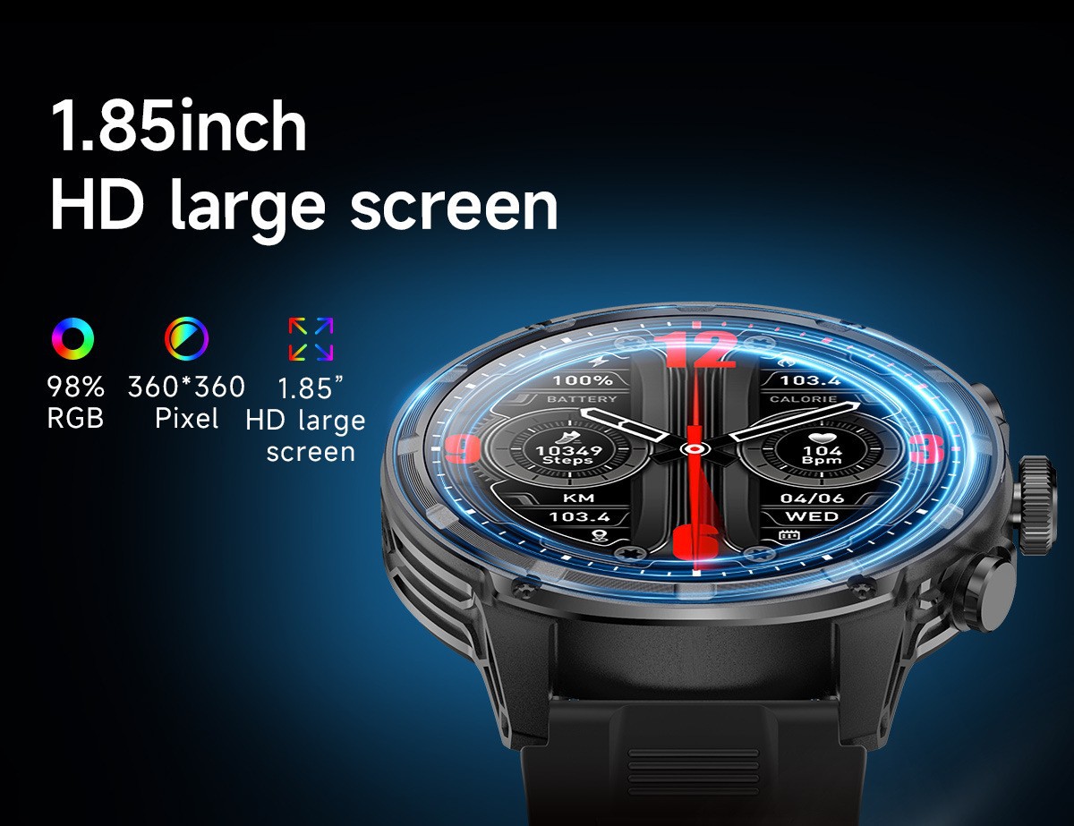 (Black) Smart Watch Bluetooth Smart Sports Watch for Men and Women Total Health Monitoring Sleep Monitoring Blood Oxygen Detection IP67