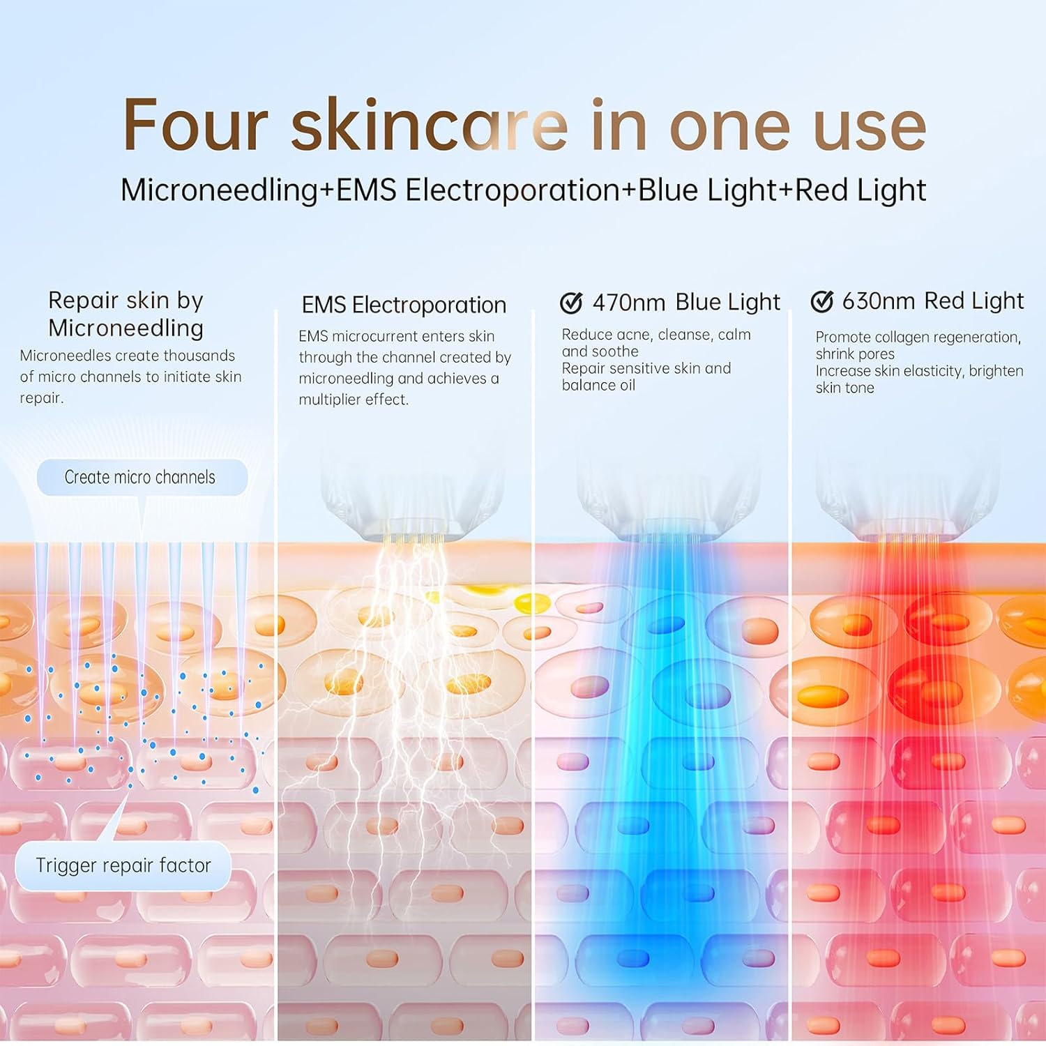 Professional Microneedling Bio Pen Q2 All in 1 Beauty Tool with Micro Needles EMS Electroporation LED Therapy Smart Wireless Electric Micro Needle Pen with Touch Screen Intelligent Sensor Base