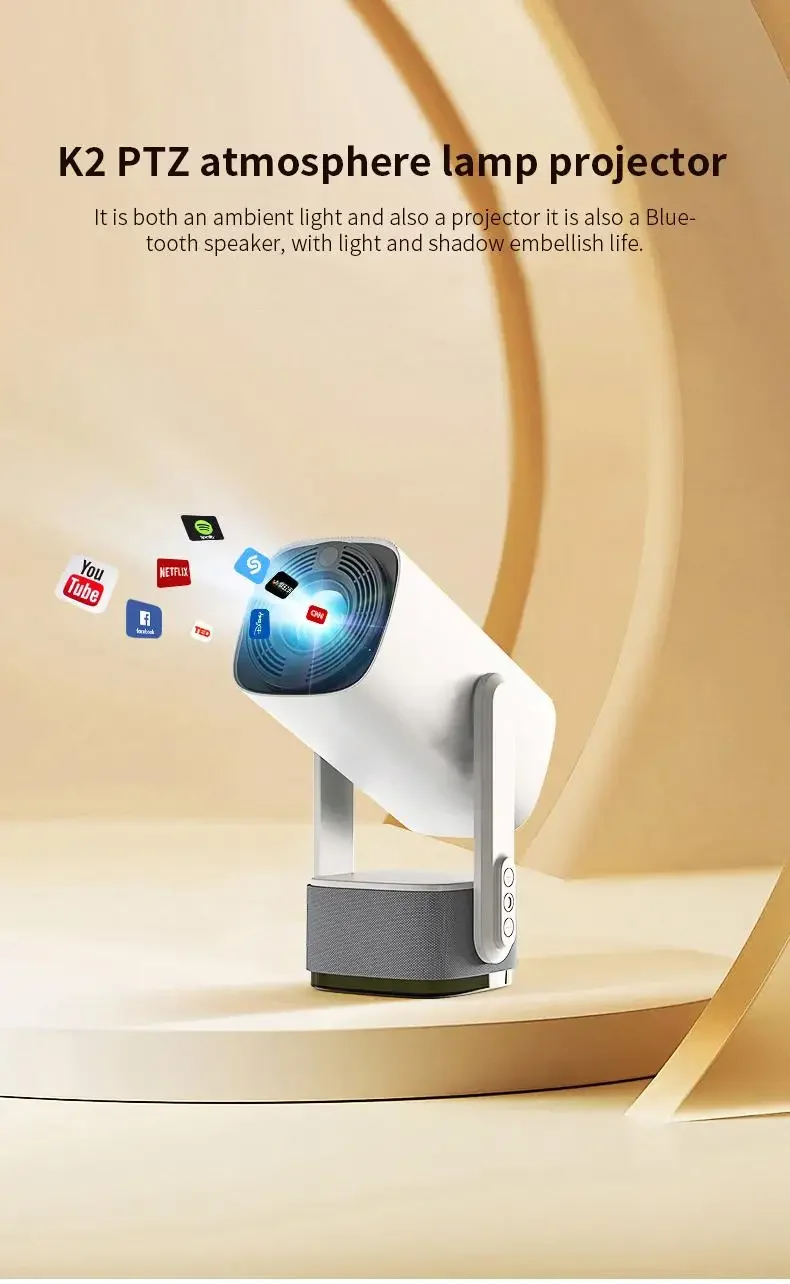 Mini Projector Smart Outdoor Projector Android Wifi Bluetooth 4K 1080P HD Home Cinema Theater Outdoor Projector Built-in Battery Auto Focus