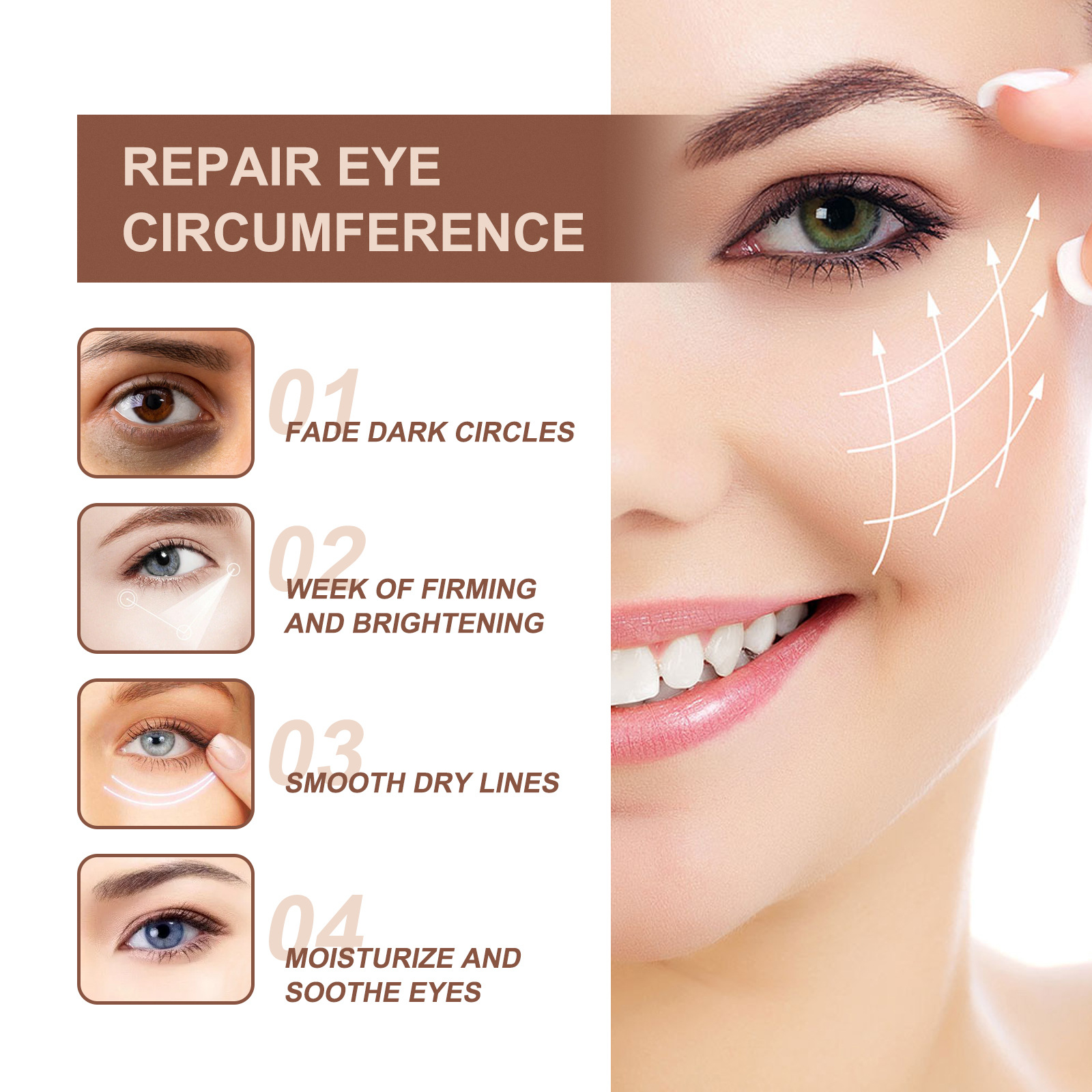 (1 PC) Dark Circles Removal Serum Light Lines Essence Under Eye Puffiness Eye Bags Remover Essence Fade Melanin Anti Wrinkle Whitening Moisturizing Eye Care