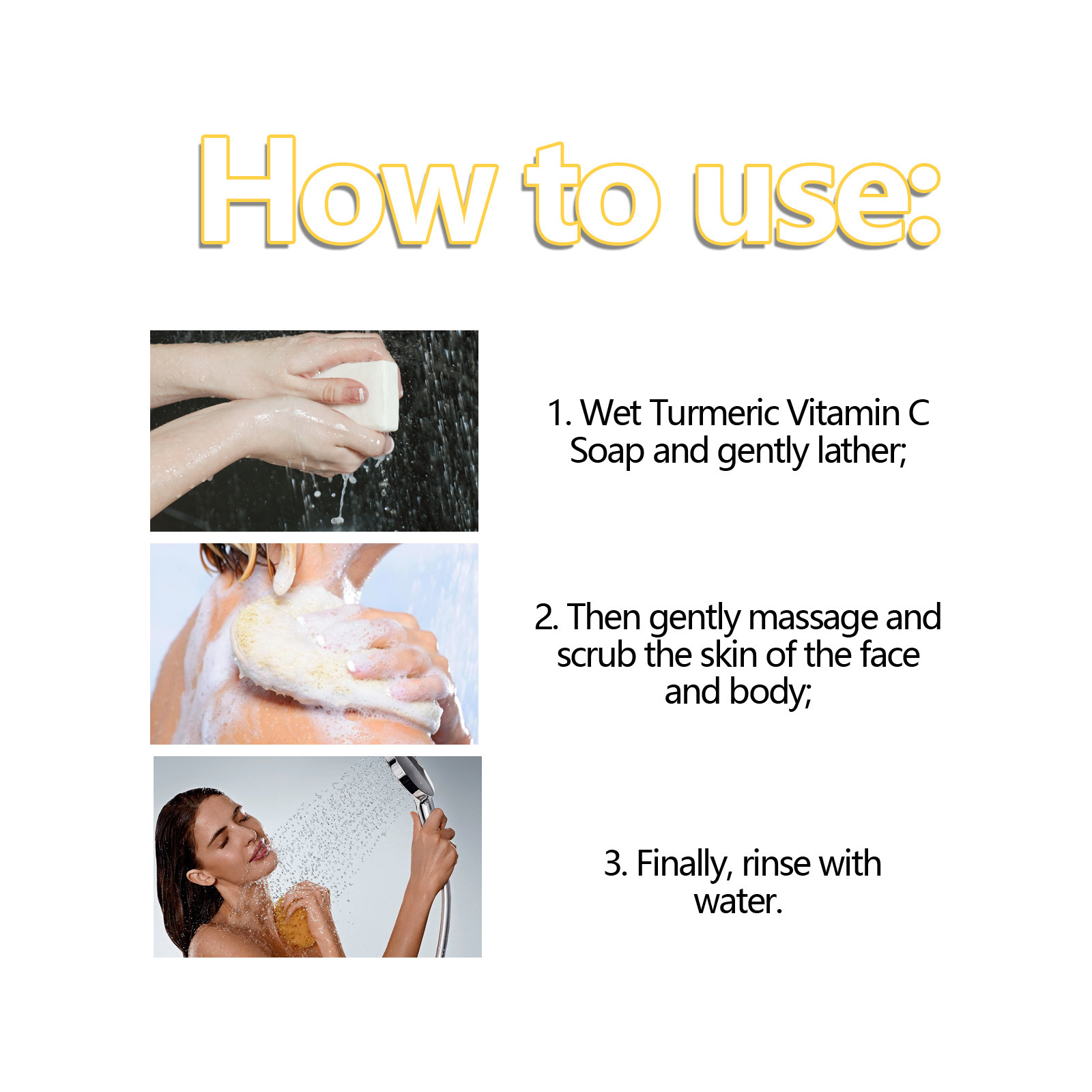 (1 PC) Turmeric Bar Soap Oil Control Vitamin C Face Skin Cleaning Pores Shrink Nourish Brightening Face Lightening Soap Brightens Skin Moisturizes