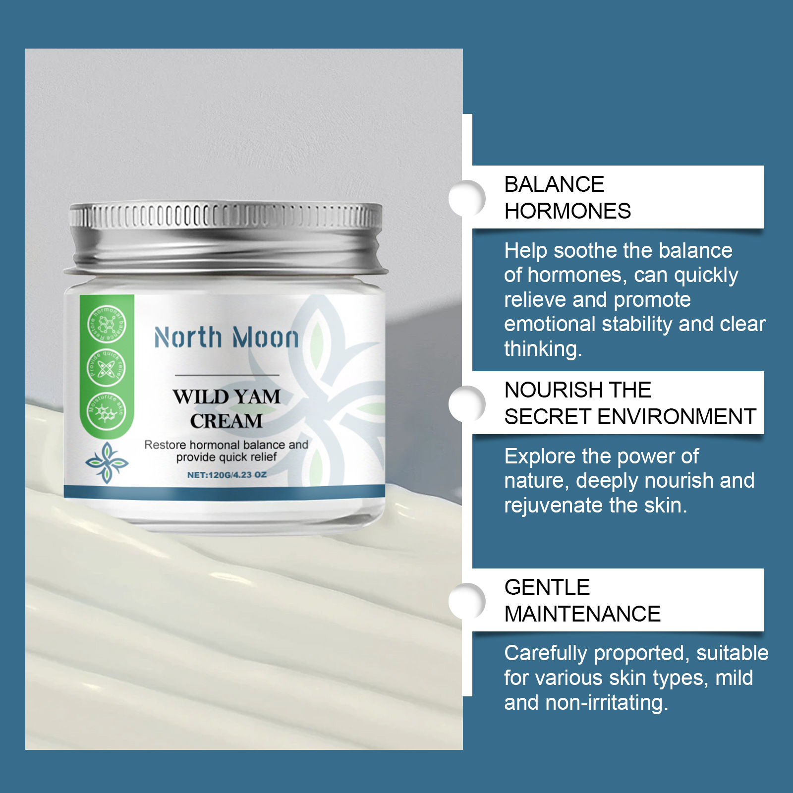 (1 PC) Wild Yam Cream Moisturizing Cream Hydrating Smooth Yam Root Extract Essence Firm Improve Skin Dullness Whitening Moisturizing For Body Face Care