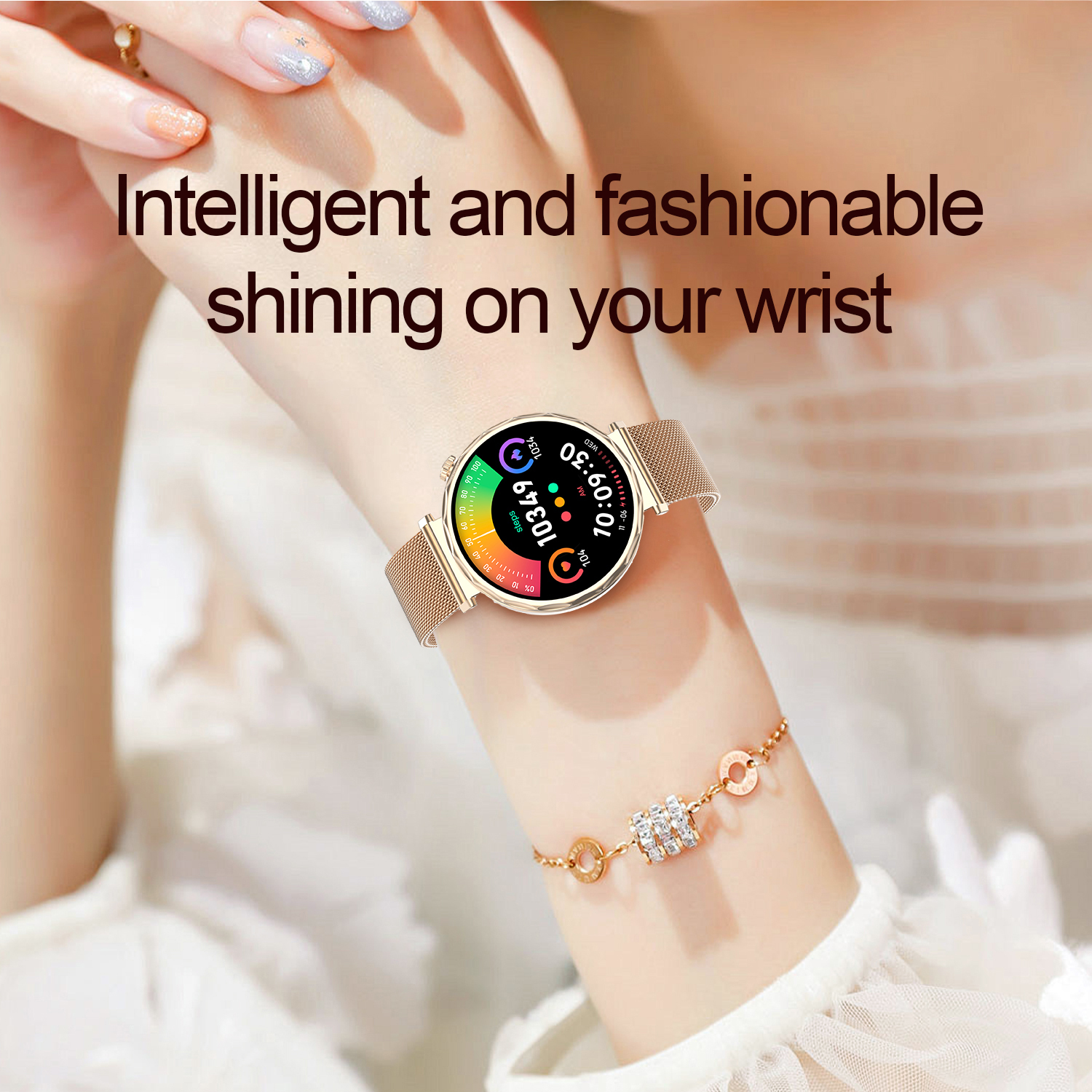 (Silver) Lady Smart Watch Sports Fitness Tracker Health Monitoring Fashion