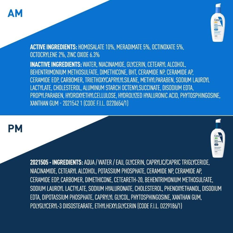 CeraVe Day & Night Face Lotion Skin Care Set | Contains CeraVe AM Face Moisturizer with SPF 30 and CeraVe PM Face Moisturizer | Fragrance Free