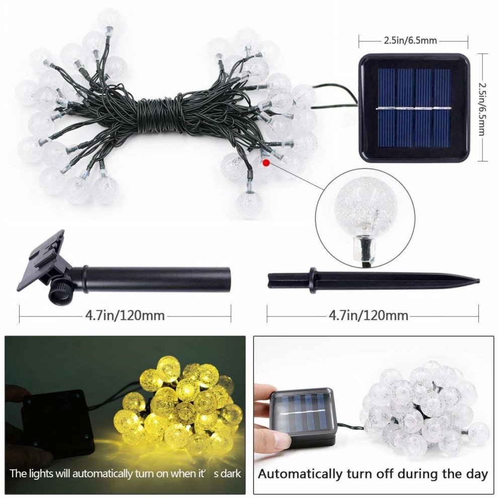 50 LED Solar String Lights Outdoor Waterproof Solar Powered Garden Lights iihome 22feet