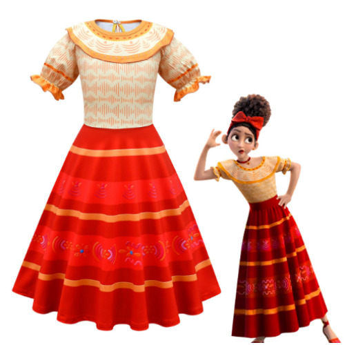 (8-9 Years) Girls Encanto Dolores Costume Party Princess Dress Birthday Cosplay Long Dre