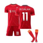 (M SALAH 12~13 Years 28) Football Shirt Kit M SALAH No-11 VIRGIL No-4 LFC Home Jersey Shorts Socks Suit for Sport and Soccer Training Teens Kids Boys