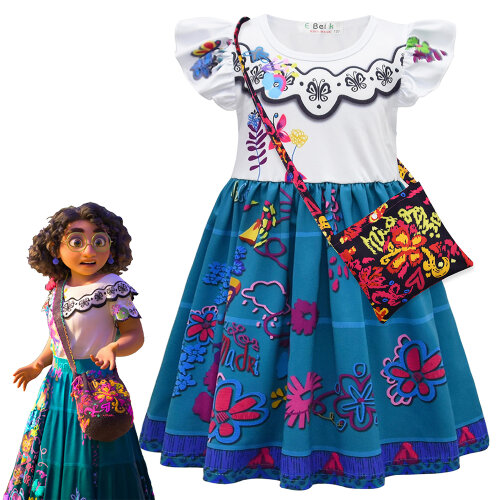 (4-5 Years) Girls Princess Encanto Mirabel Costume Fancy Dress Birthday Party Halloween