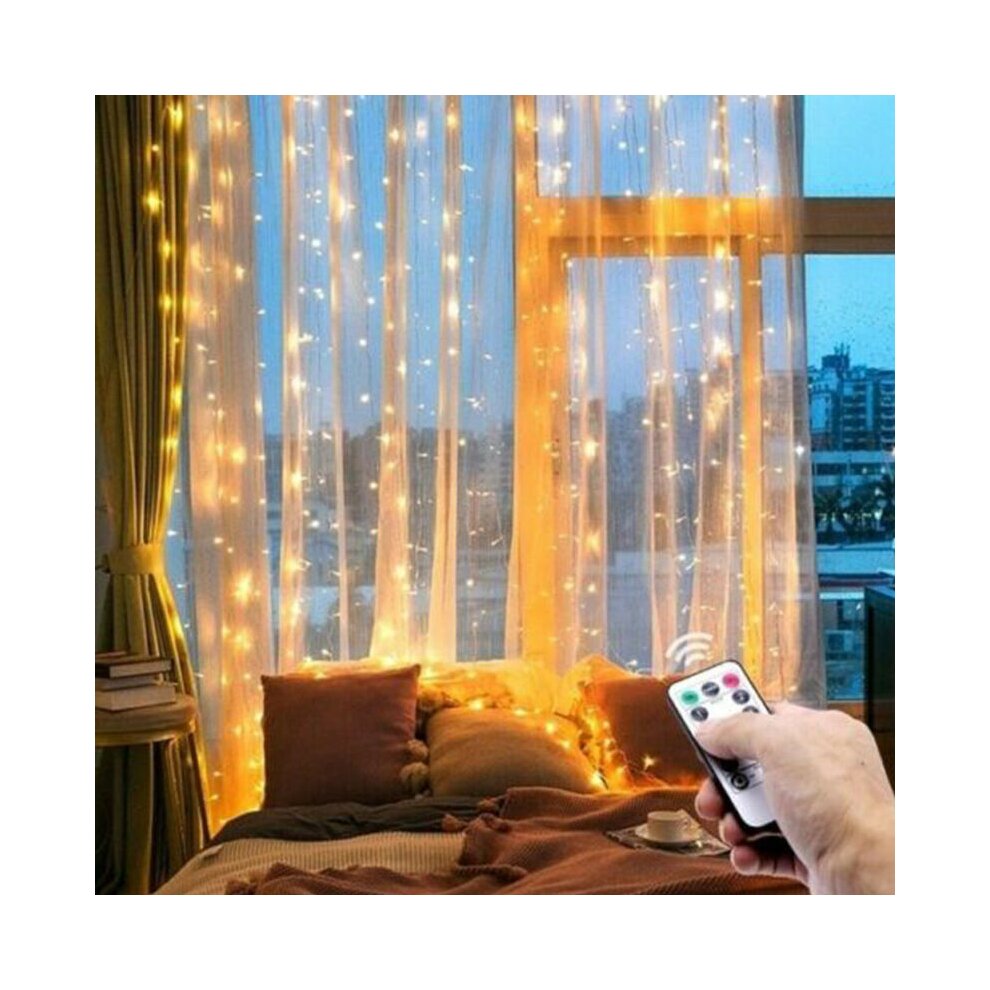 (Multicoloured) 3Mx3M LED Curtain Fairy String Lights Christmas Halloween Party Window Decor New