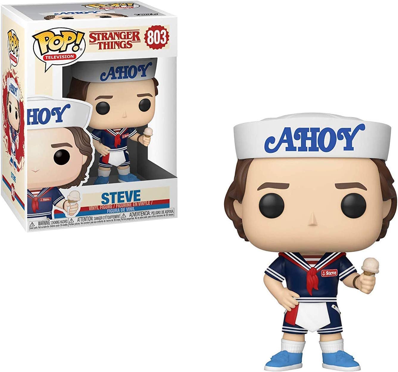 Stranger Things Action Figure Toy Funko Pop Movie TV Character Steve with Hat and Ice Cream Vinyl Dolls Toy PVC Model Collection Decoration Gifts for Children Multicolored