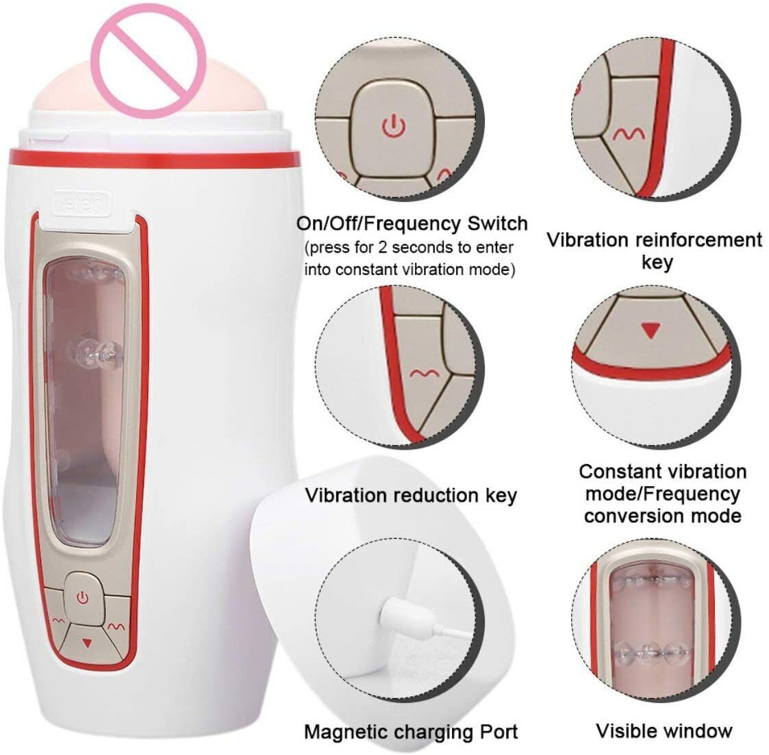 Automatic Male Masturbator Hands Free Vagina Pussy Stroker Cup Vibrator Massager USB Adult Sex Toy for Man 4D Simulation Genital Apparatus Aircraft Vagina Cup Cover Discreet Packaging Multi Speed