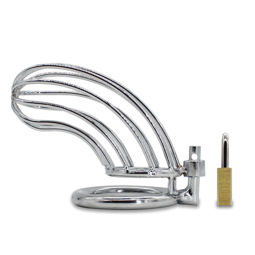 (S) Male Stainless Steel Cock Cage Lockable Bondage Adult Sex Toys for SM Sex Game Men Penis Cock Ring Sleeve Lock Male Chastity Device