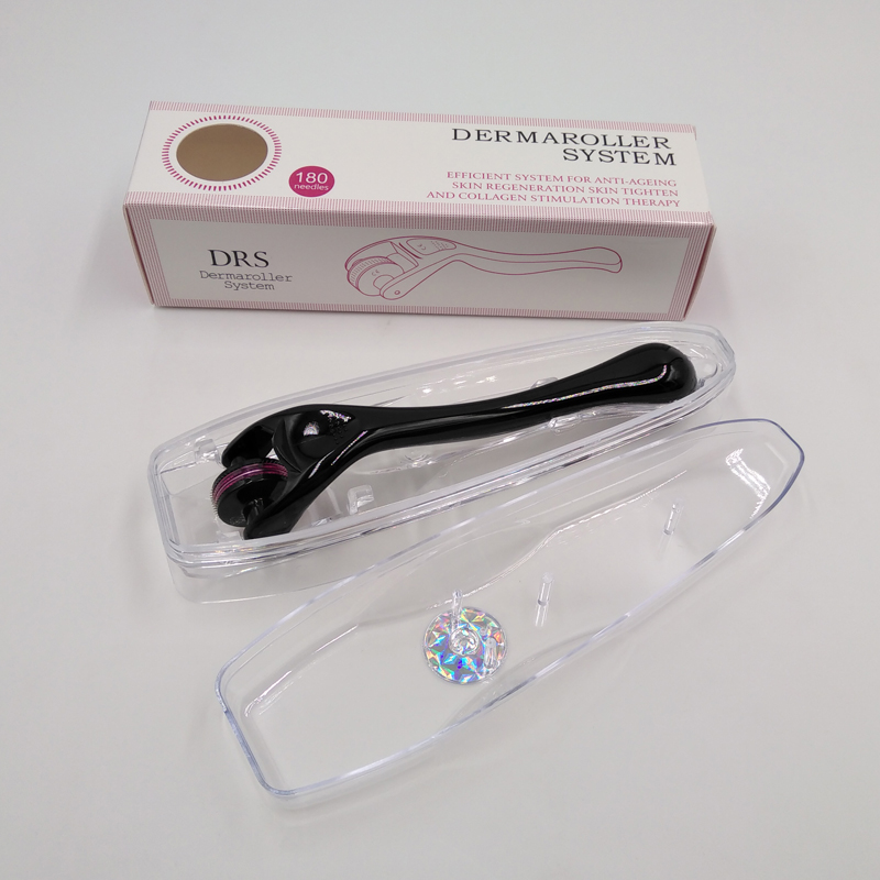 (0.2mm) Derma Microneedle Roller 180 Titanium Micro Needles Rollers Mesotherapy Microagulhamento Therapy Skin Care Tool for Face and Body Remove Light Wrinkles Eye Pouches Black Heads Light Pigmentations