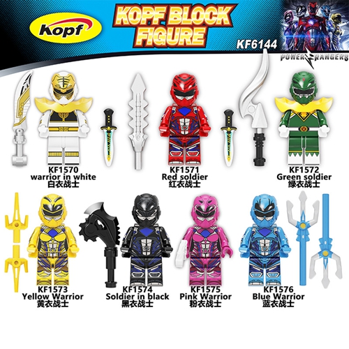 7Pcs Mighty Morphin Power Rangers Building Block Minifigures Toys Fit Lego