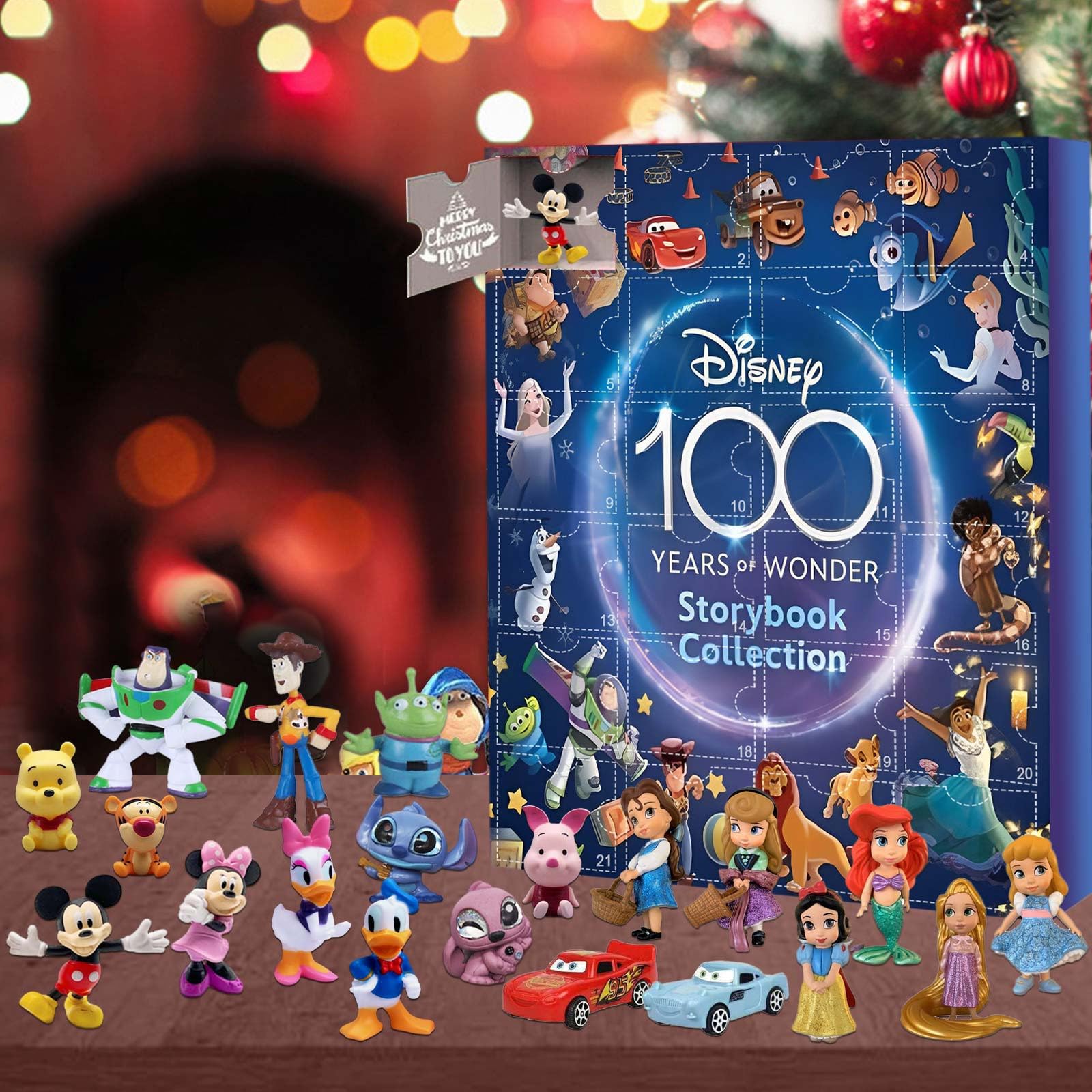 Advent Calendar 2023 Christmas Countdown Calendar 24pcs Cartoon Disney Figure Doll Stocking Stuffer Christmas Gifts for Kids