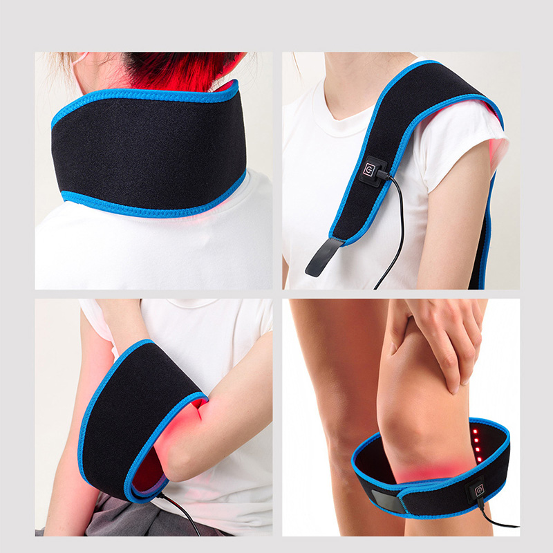 (Grey) 30LEDs Red Infrared Light Device 660nm and 850nm Red Infrared Lamp Belt Device Adjustable Red Light with Timer, for Neck Wrap,Back, Shoulder, Arm, Muscle