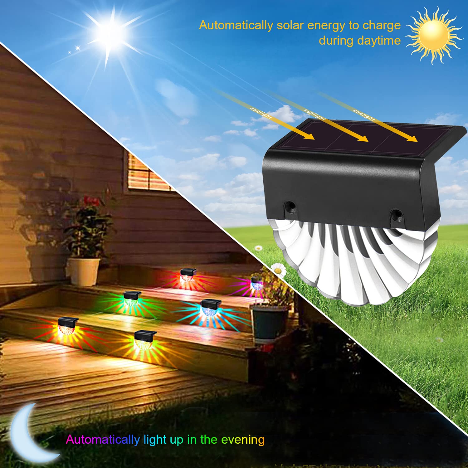 Pathway Lighting Solar Deck Light Solar Step Lights Used for Fence Terraces, Stairs Garden Decorations 4Pcs