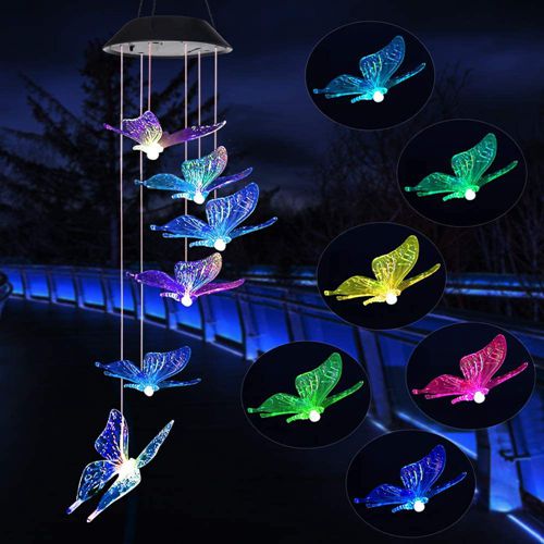 Solar Butterfly Wind Chimes Garden Gifts Decor Outdoor Lights for Yard Porch