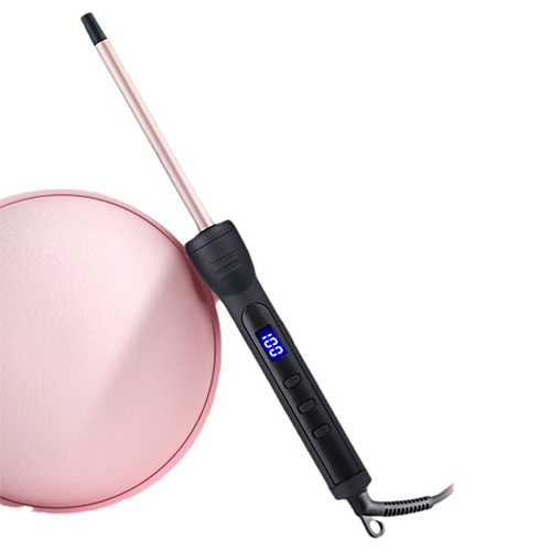 9mm Thin Hair Curling Wand Small Hair Curling Iron Hair Curler for Short and Long Hair Fast Heating Ceramic Tourmaline Long Barrel with LED Display
