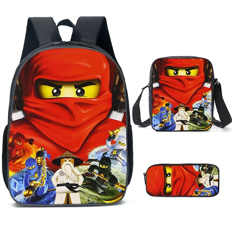 (Style 1) Ninjago 3 Pcs Set Backpack Superhero School Bag with 3D Print Design
