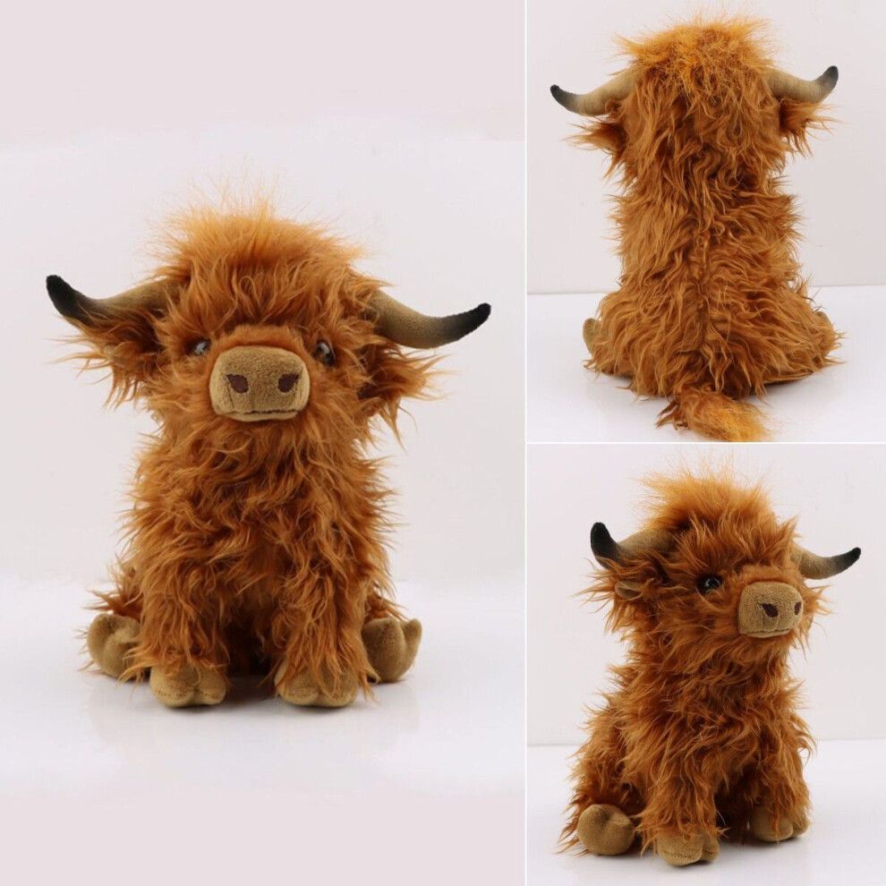 25cm Scottish Highland Cow Plush Toy Cute Simulation Long-Haired Doll