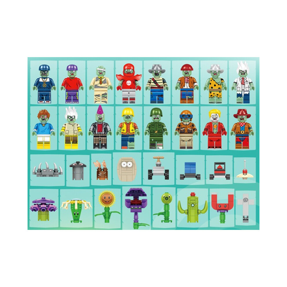 Plants Vs Zombies Interactive Boxed Building Block Figures Toy Kids Gift
