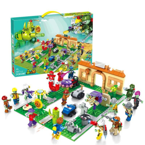 Plants Vs Zombies Interactive Boxed Building Block Figures Toy Kids Gift