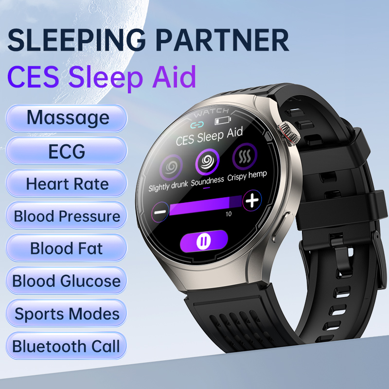 (Black Massage) Men Smart Watch CES Sleep Aid Massage Watch Women Physical Therapy ECG Blueooth Call Health Smartwatch Lipids Monitor Fitness Tracker