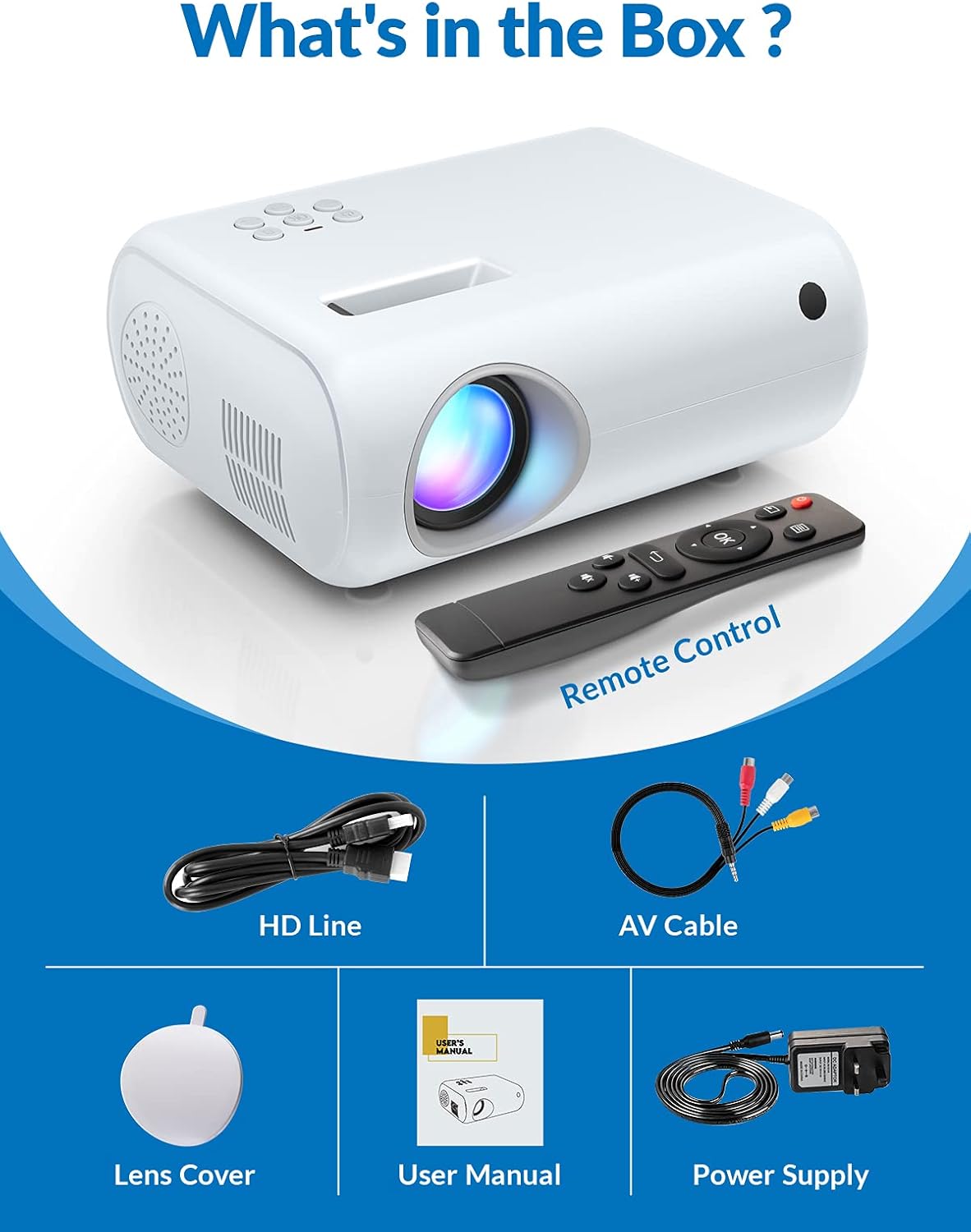 Mini Projector Upgraded 1080P HD Projector 10000L Portable Phone Projector Movie Projector Compatible with Android iOS Windows TV Stick HDMI USB