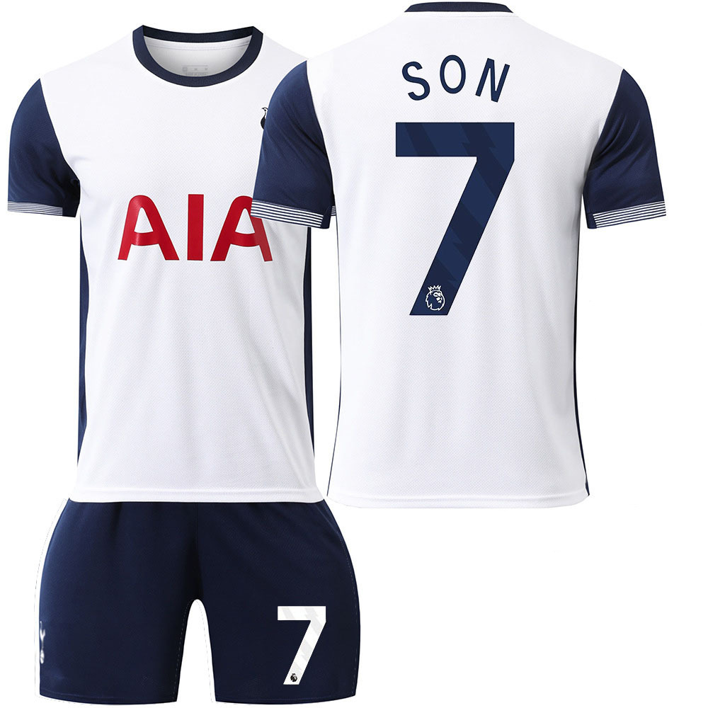 (Kids 16) 2425 Tottenham Home Football Kit No. 7 Son Game Kit Soccer Jerseys Kids Football Training Shirts Shorts Socks Gifts for Children