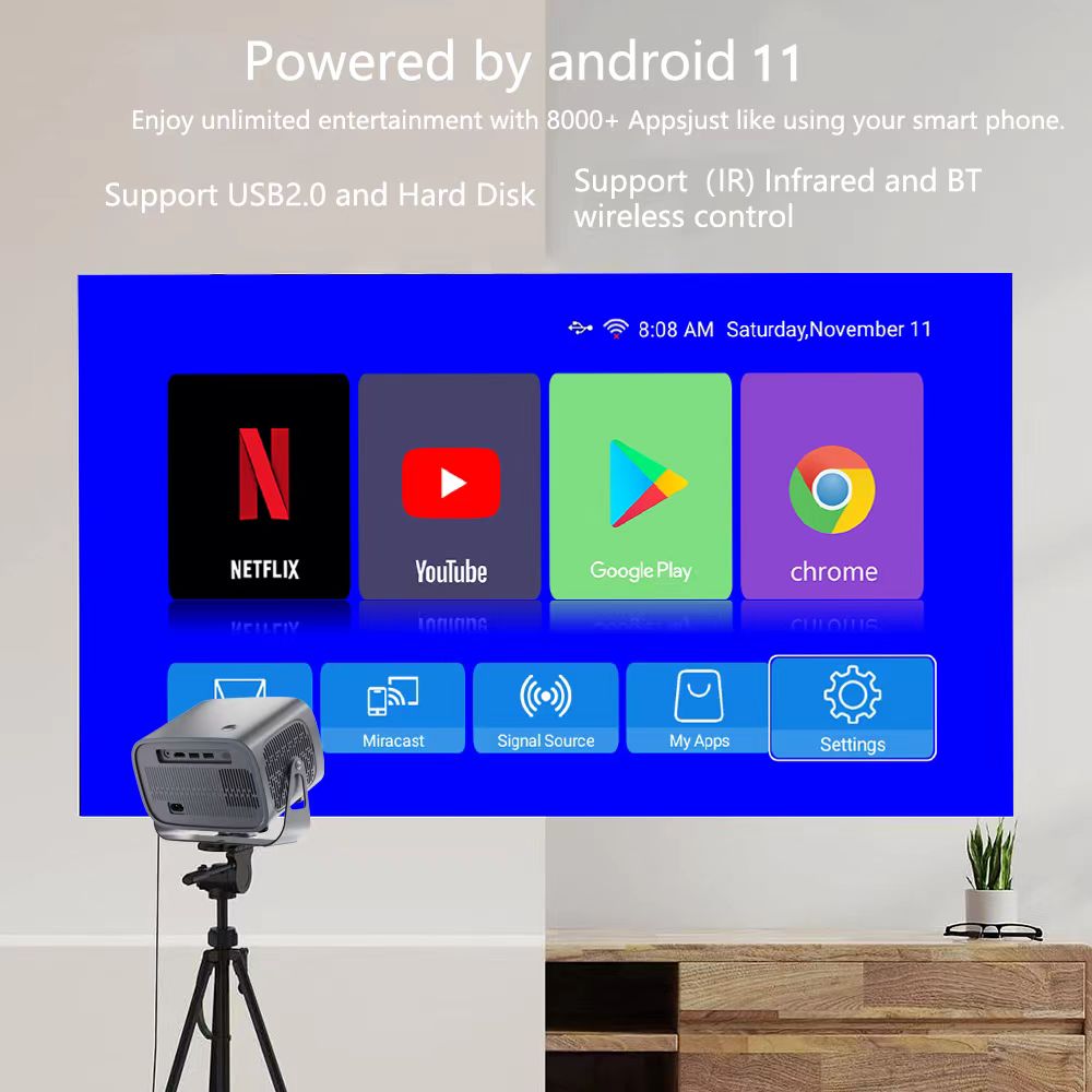 Portable Mini Projectors Full HD 1080P Projector 4K Smart Android IOS WiFi LED Video Movie Projector LED Home Theater Cinema Beamer