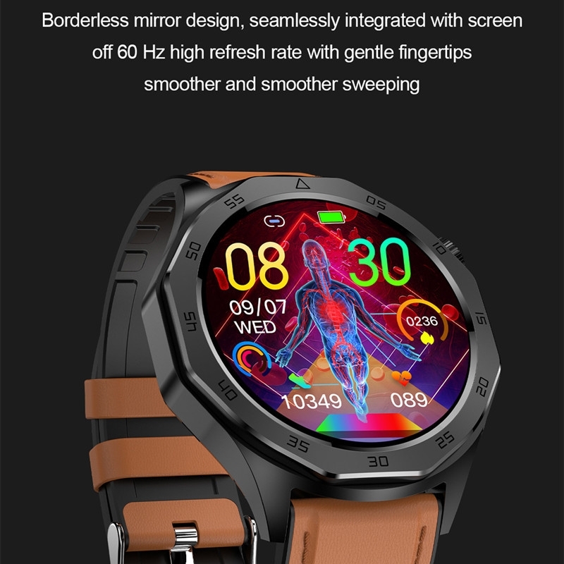 (Blue) Smart Watch Blood Sugar Diabetes Blood Fat Bluetooth Call Temperature Sleep Monitor Sports Tracker SOS