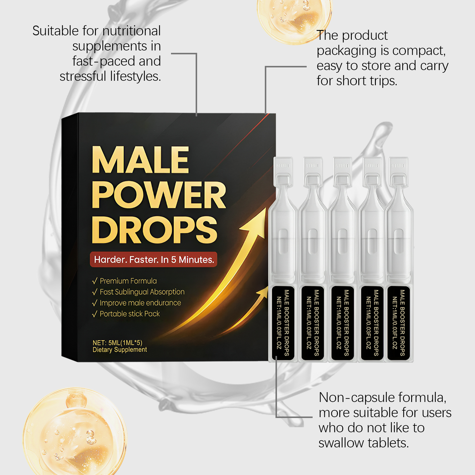 Men's Daily Vitality Drops | Improve Male Endurance Natural Energy Boost for Modern Men | Gentle Formula to Support Wellness, Focus & Active Living
