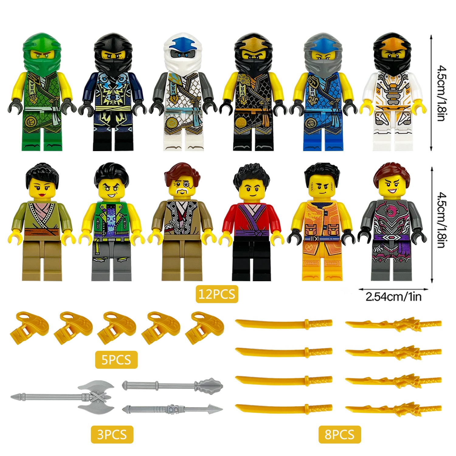(Style C) Ninja Mini Figures Toy Building Blocks Set Construction Collection Role Play for Imaginative Games Decoration and Gifts for Kids
