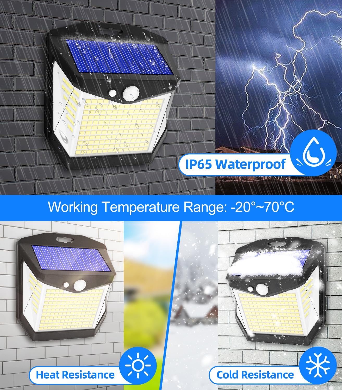 (4 PCS) Solar Security Lights Outdoor Garden - 248 LED Solar Powered Outside Light 3 Modes Motion Sensor and 270°Wide Angle IP65 Waterproof Solar Power Wall Lighting 