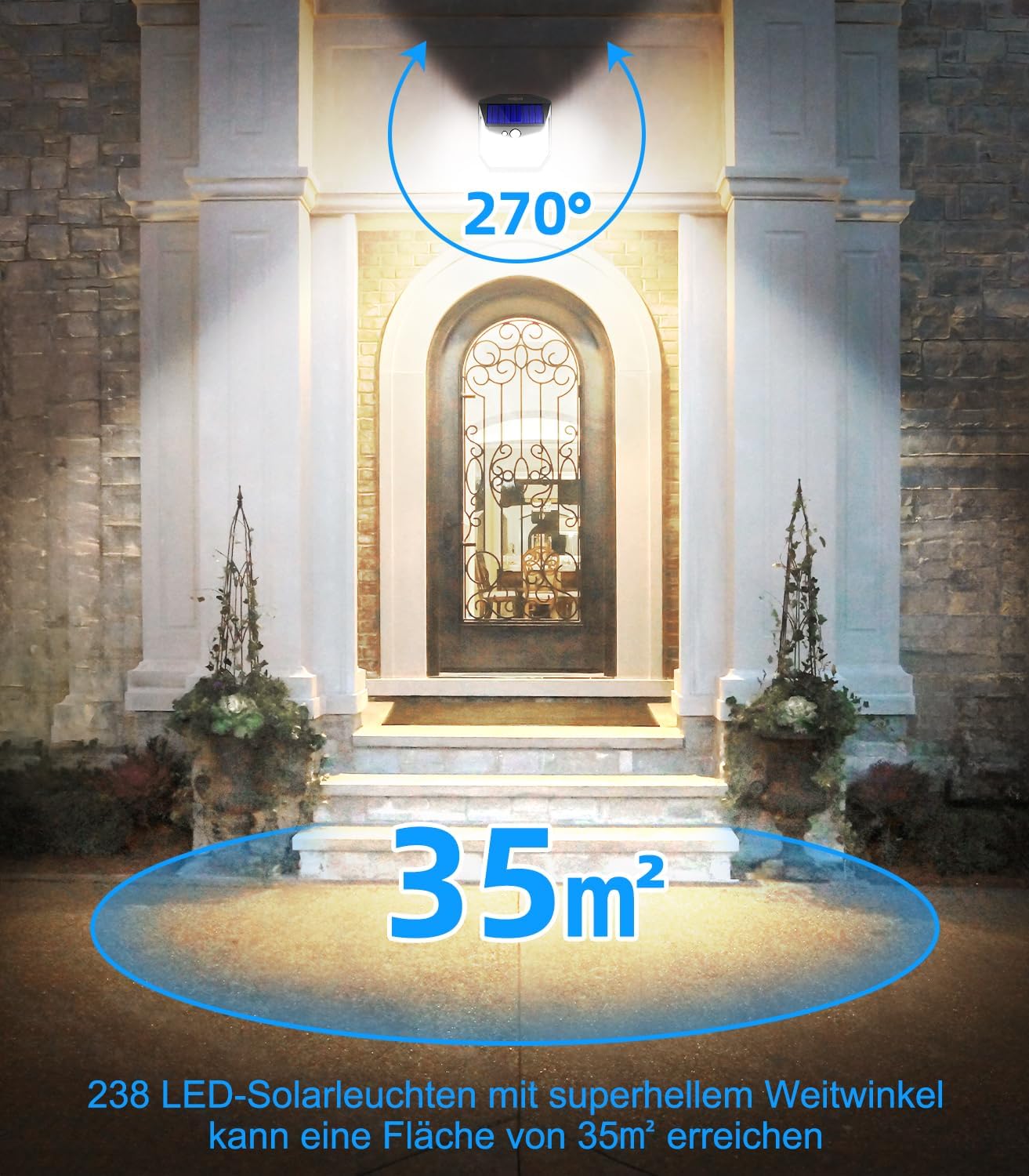 (4 PCS) Solar Security Lights Outdoor Garden - 248 LED Solar Powered Outside Light 3 Modes Motion Sensor and 270°Wide Angle IP65 Waterproof Solar Power Wall Lighting 