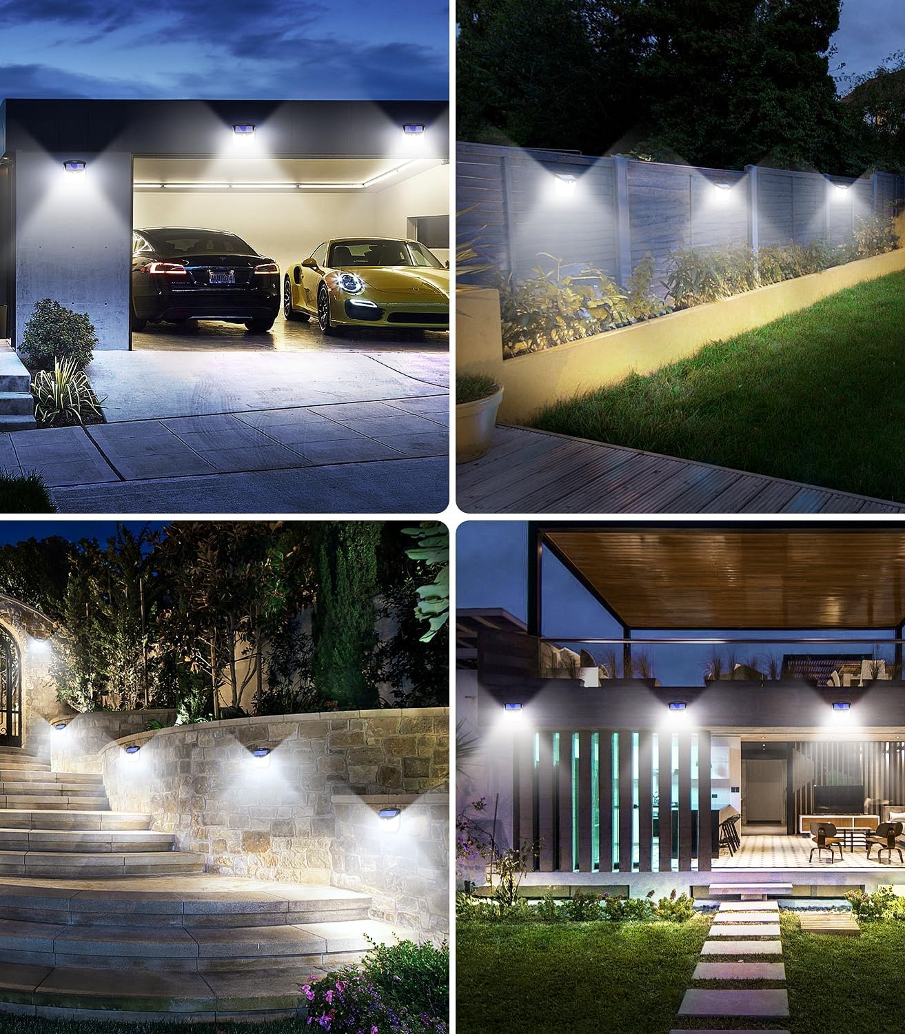 (4 PCS) Solar Security Lights Outdoor Garden - 248 LED Solar Powered Outside Light 3 Modes Motion Sensor and 270°Wide Angle IP65 Waterproof Solar Power Wall Lighting 