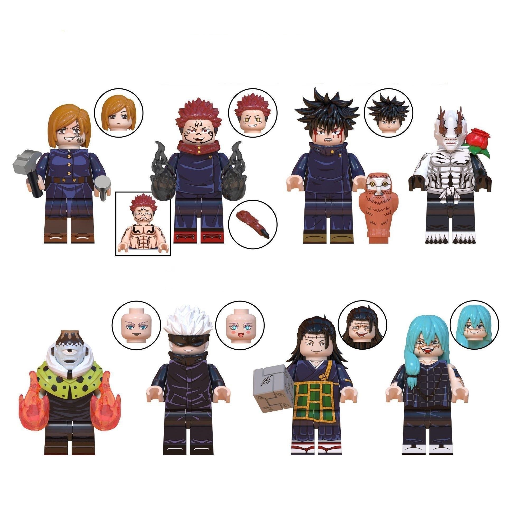 (Style A) 8 Pcs Anime Collection Mini Figures Surprise Toy Action Building Blocks Great Gift for Fans and Kids Fit Lego