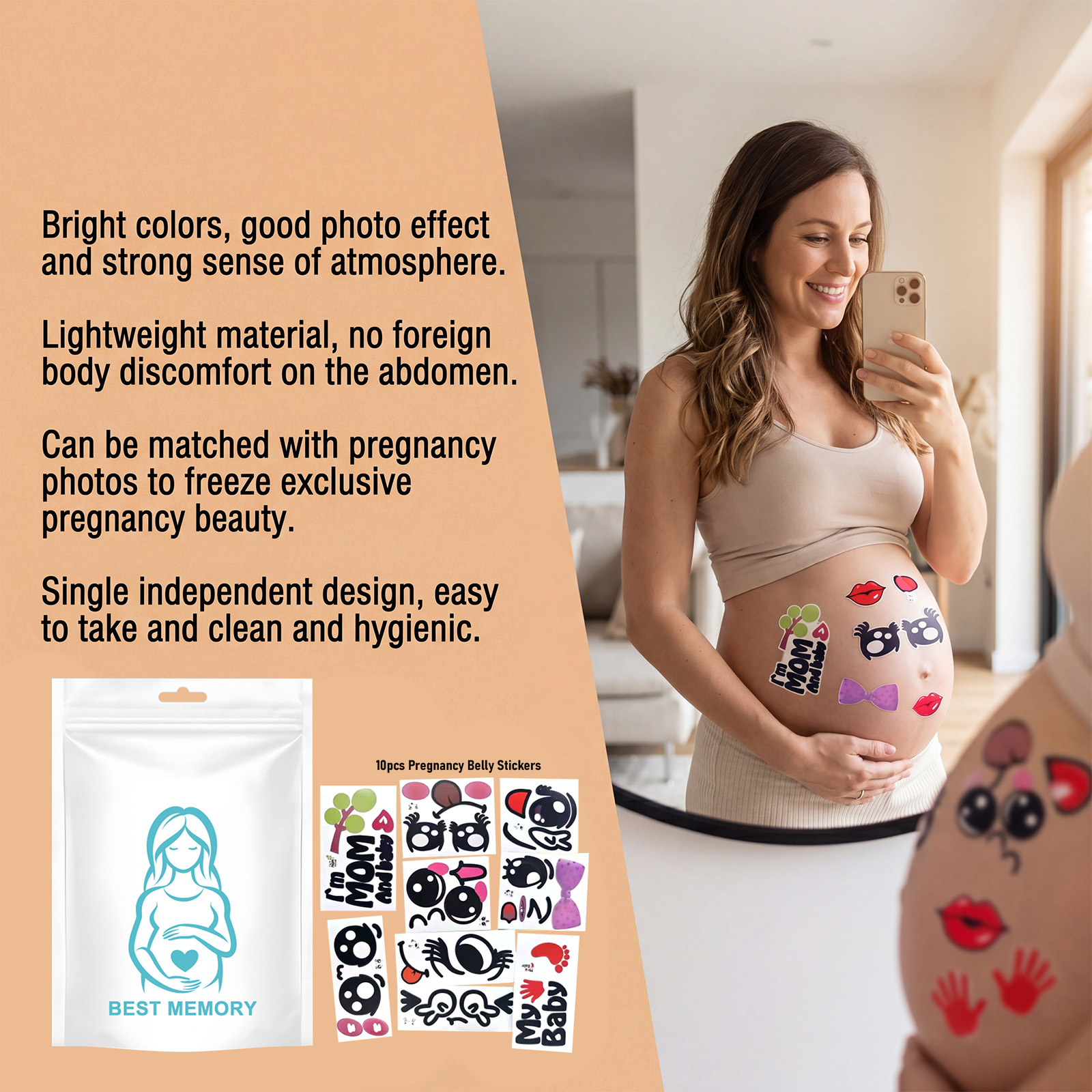 Belly Stickers For Pregnant Women 10 Sheets Pregnant Women Bump Decals Pregnancy Bump Stickers For Couples Shower Growth ﻿