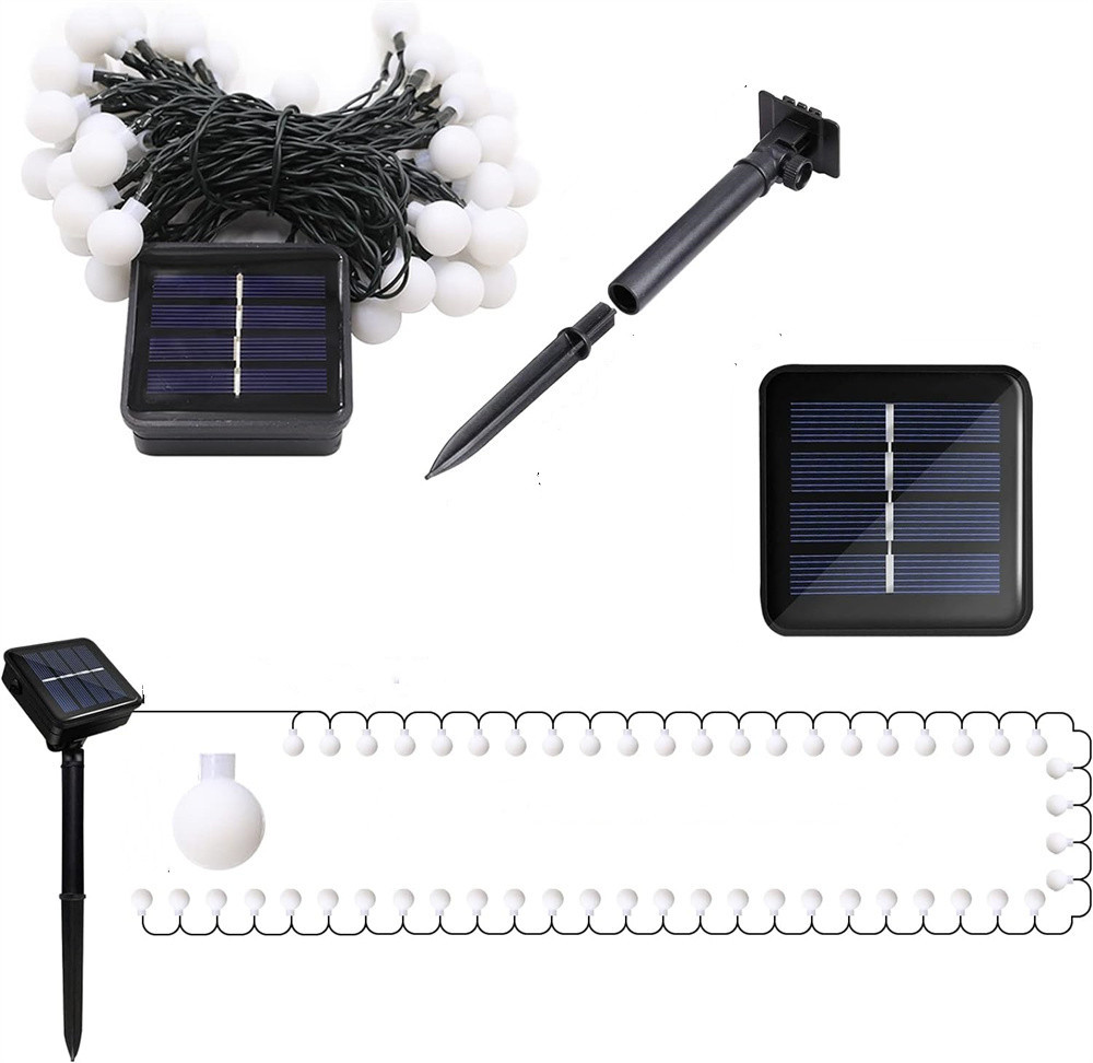 (Warm White) Solar String Lights Outdoor 200LED Solar Fairy Lights Waterproof with 8 Modes Solar Garden Lights Globe Lighting Decoration
