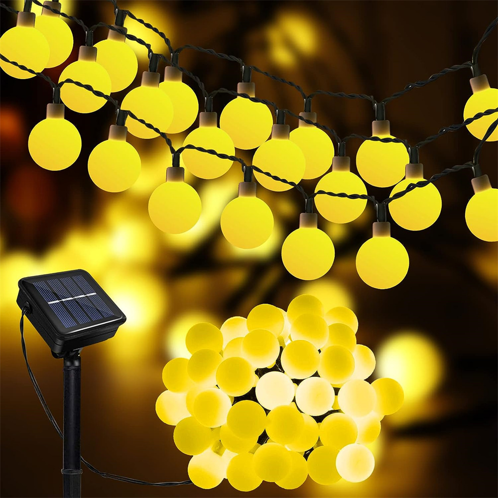 (Warm White) Solar String Lights Outdoor 200LED Solar Fairy Lights Waterproof with 8 Modes Solar Garden Lights Globe Lighting Decoration