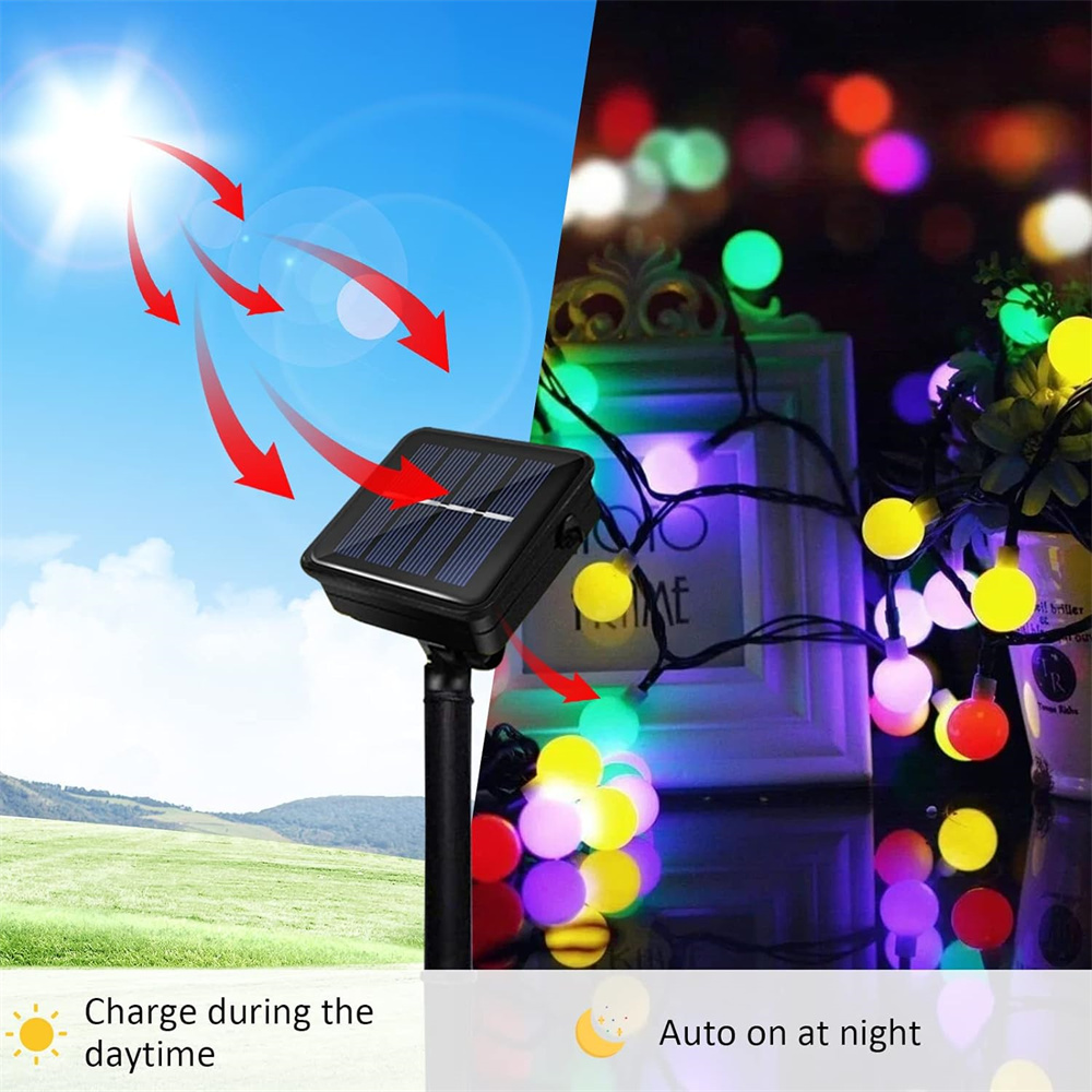 (Warm White) Solar String Lights Outdoor 200LED Solar Fairy Lights Waterproof with 8 Modes Solar Garden Lights Globe Lighting Decoration