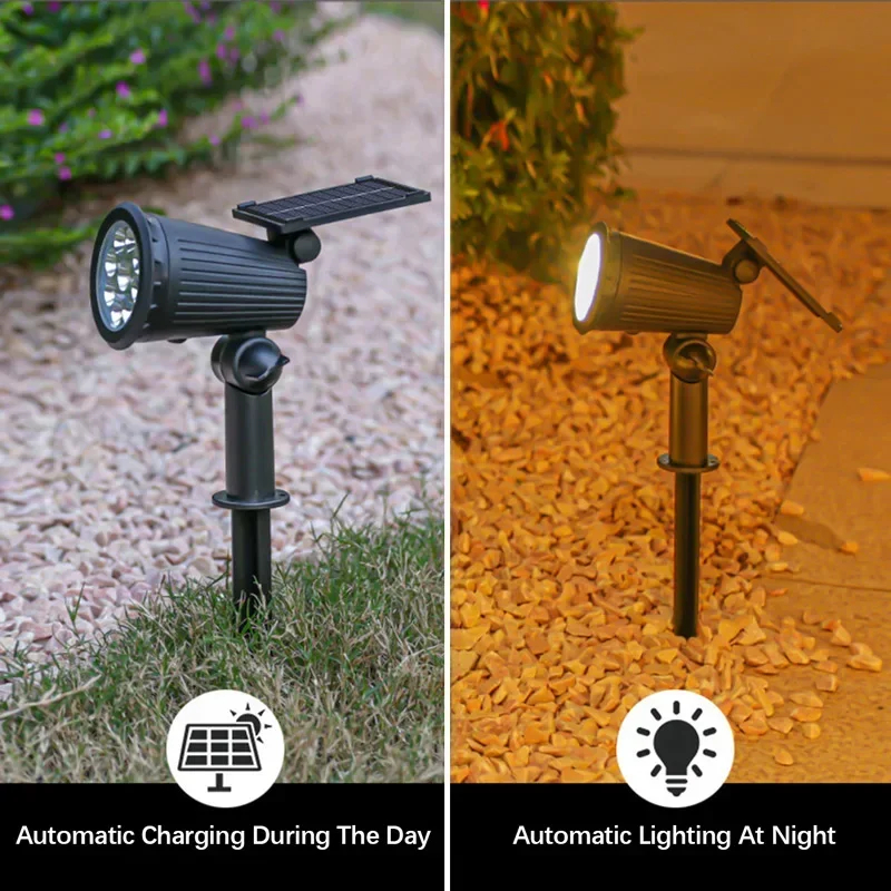 (Warm White) Solar Powered 9LED Lamp Adjustable Solar Spotlight In-Ground IP65 Waterproof Landscape Wall Light Outdoor Lighting